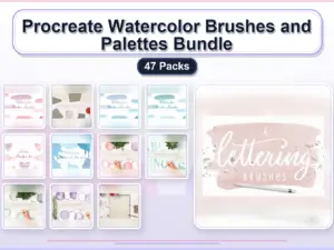 procreate watercolor brushes and palettes bundle 47 packs collage 7385917b 1779182410