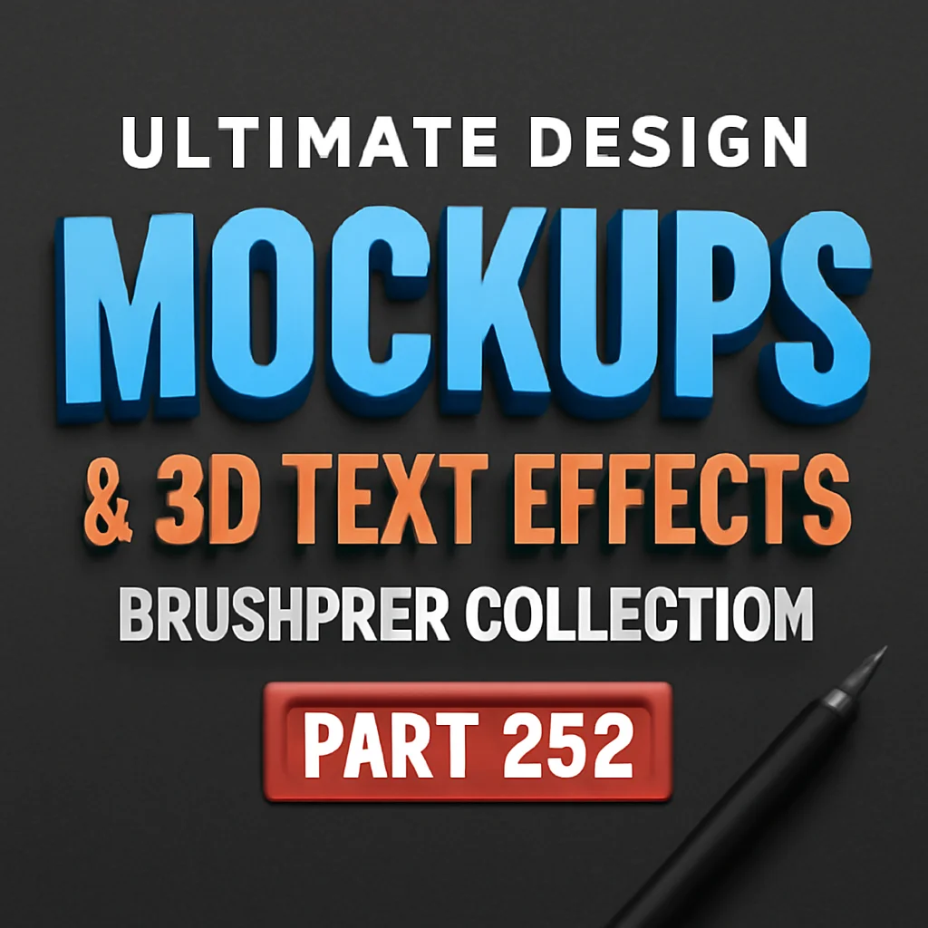 终极设计样机与3D文字特效：Brushespack系列第252部分 🎨