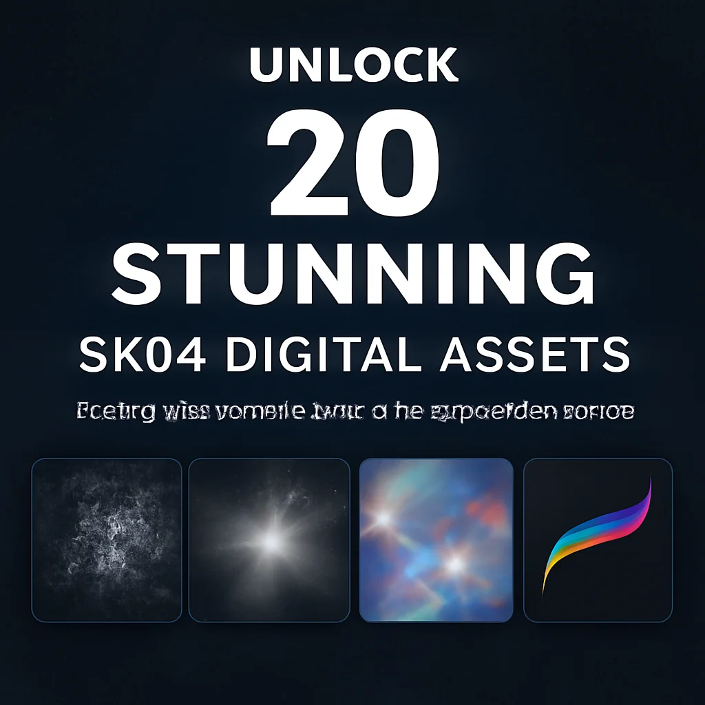 Unlock 20 款惊艳的 sko4 数字资产：雪景、光线、全息效果 & Procreate 笔刷