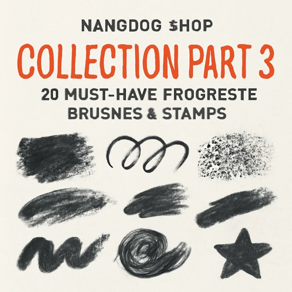 nanodog-shop Collection Part 3: 20 Must-Have Procreate Brushes & Stamps