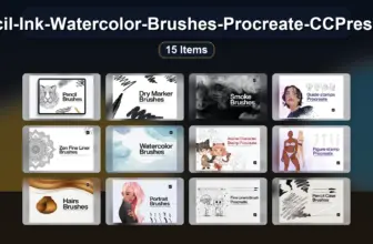 10-Dry-Marker-Pencil-Ink-Watercolor-Brushes-Procreate-CCPreset-Collection-Part-1