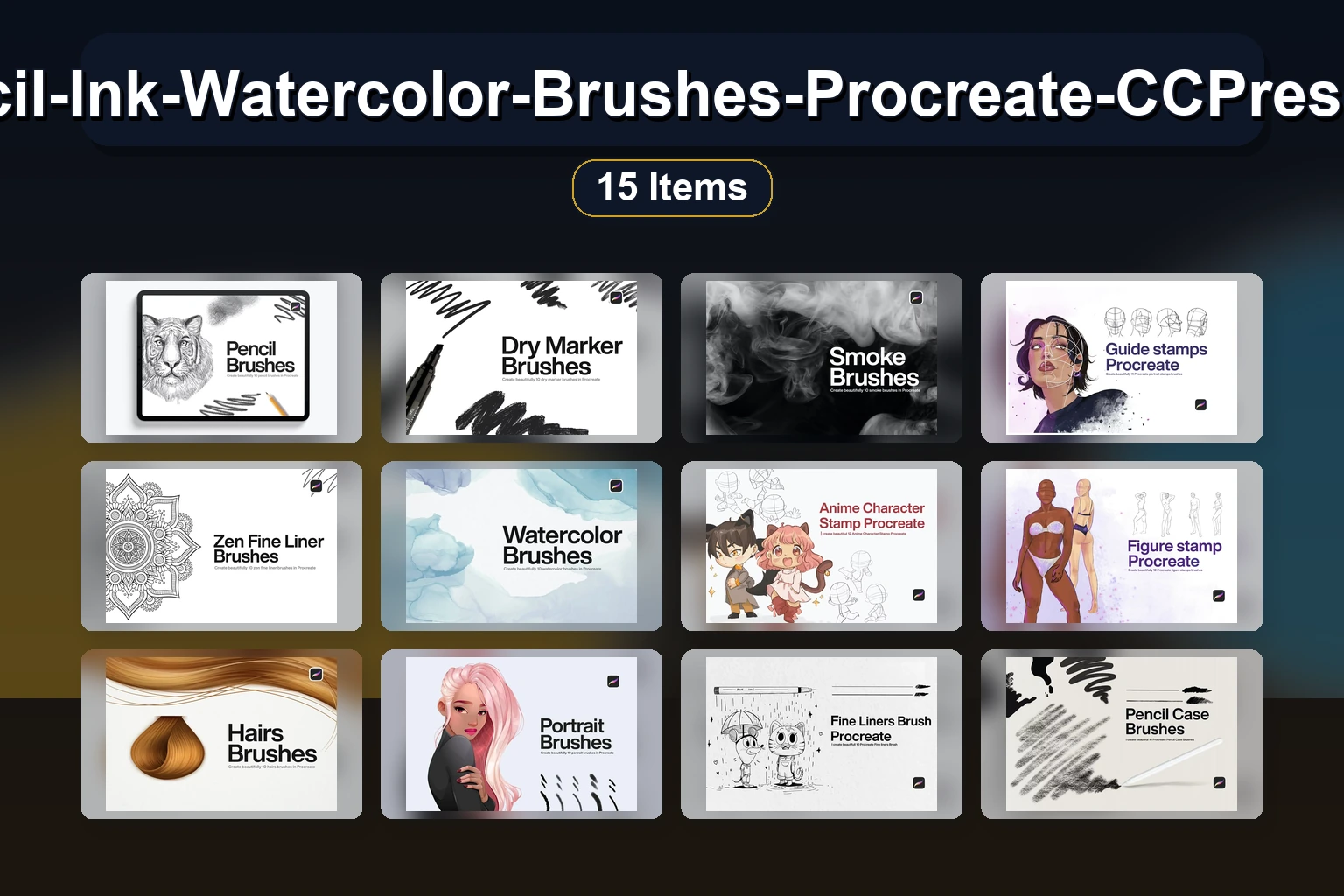 10-Dry-Marker-Pencil-Ink-Watercolor-Brushes-Procreate-CCPreset-Collection-Part-1