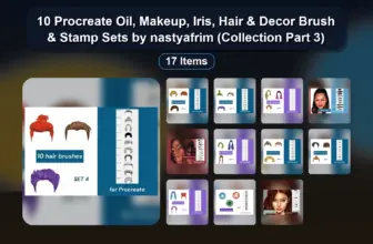 10 Procreate Oil, Makeup, Iris, Hair & Decor Brush & Stamp Sets by nastyafrim (Collection Part 3)
