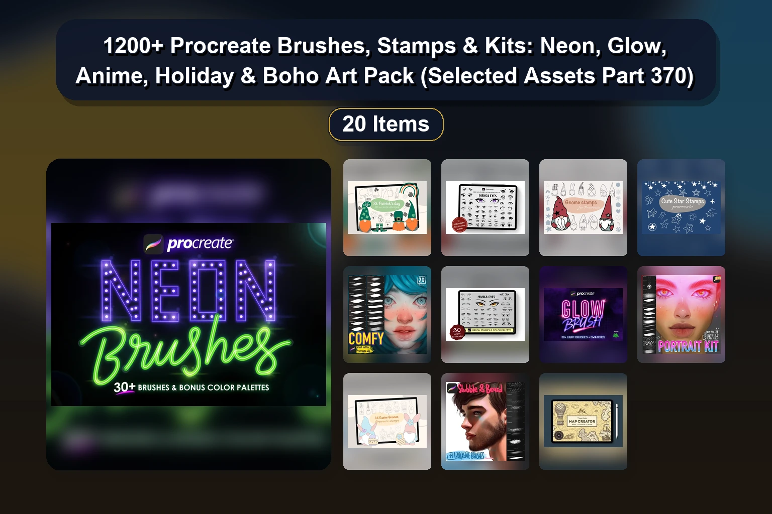 Ultimate Procreate Brush & Stamp Collection: Gnomes, Textures, Comics & Pencils (371)