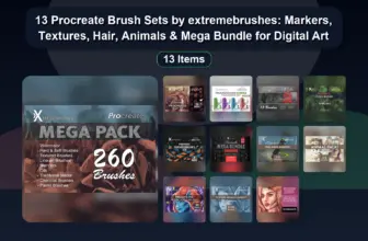 13 Procreate Brush Sets by extremebrushes: Markers, Textures, Hair, Animals & Mega Bundle for Digital Art