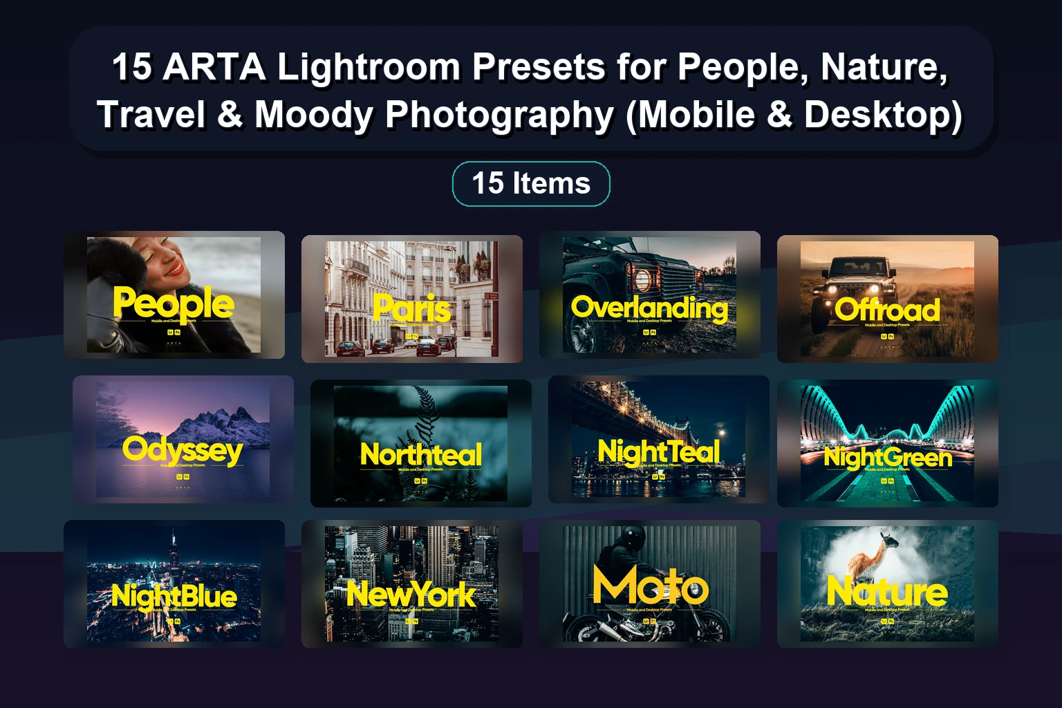 23 ARTA & 2lagus Lightroom Presets: Travel, Food, Vintage & Cinematic Filters for Mobile & Desktop