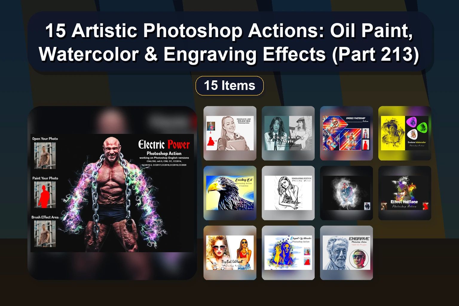 15 Artistic Photoshop Actions for Painting, Sketch & Fire Effects (Selected Assets Part 212)