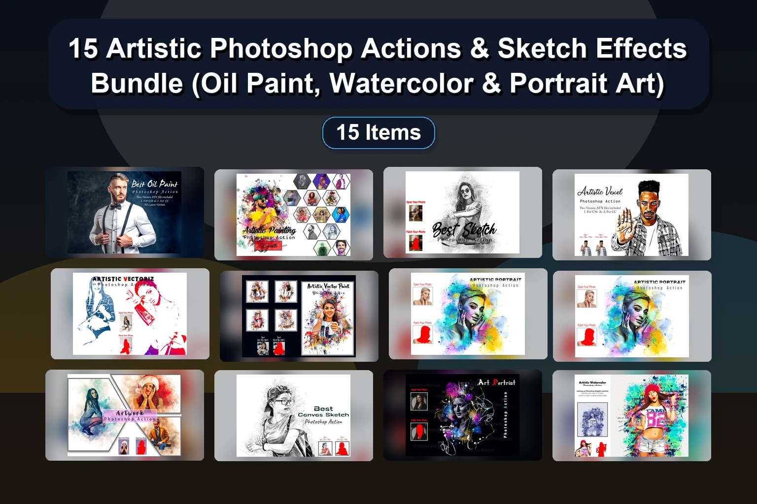15 Artistic Photoshop Actions & Oil Painting Effects Bundle by studioretouch