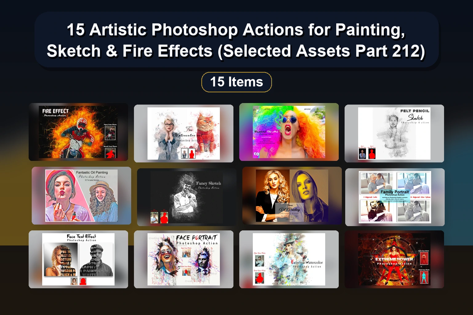 Transform Your Photos with Stunning Photoshop Actions: Gold, Glow, Glitch, Fire & Sketch Effects