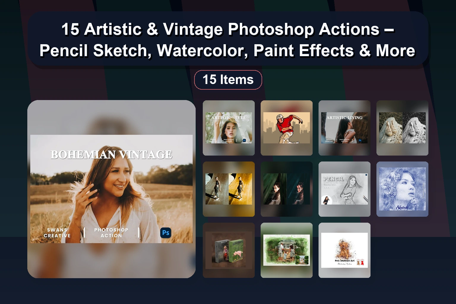 15 Creative Photoshop Actions & Script Fonts for Stunning Digital Art & Photography Effects