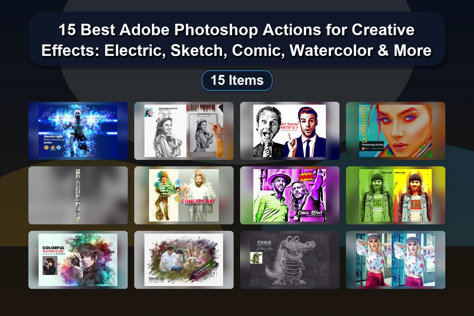 Transform Your Photos with 15 Creative Photoshop Actions: Canvas Art, Burn Spark, Battlefield & More