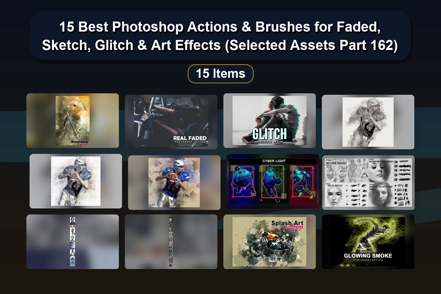 15 Must-Have Photoshop Actions & Overlays for Stunning Gold, Sketch, & Retro Effects (Selected Assets Part 163)