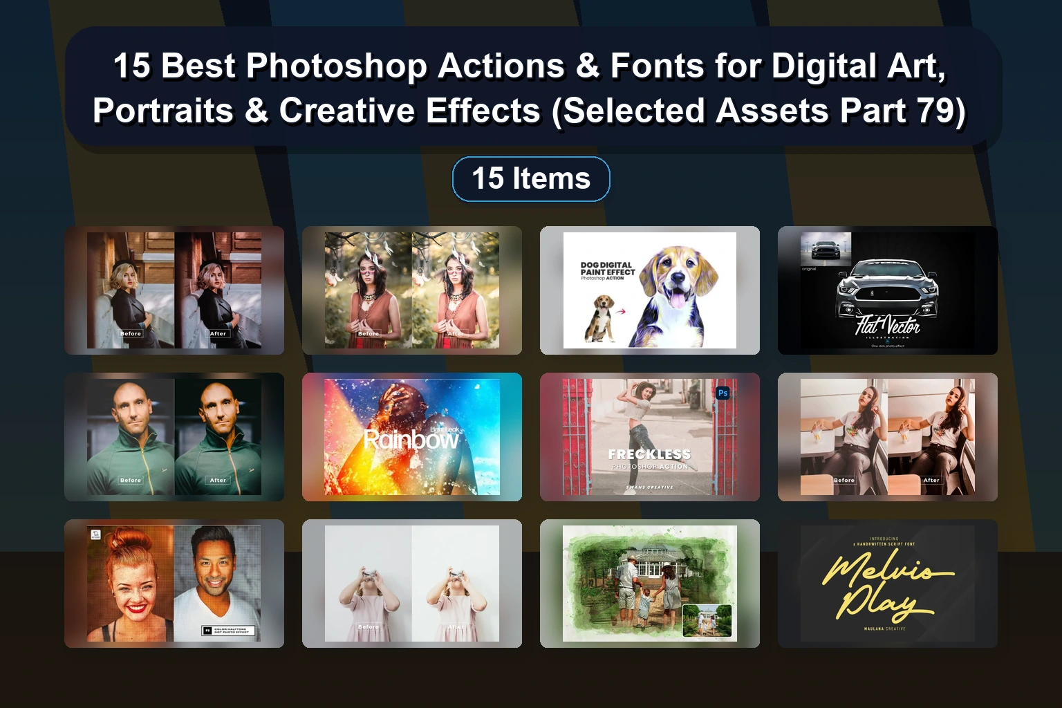 15 Best Photoshop Actions & Fonts for Digital Art, Portraits & Creative Effects (Selected Assets Part 79) 15 Best Photoshop Actions Fonts for Digital Art Portraits collage ffc3d87a 1781860745