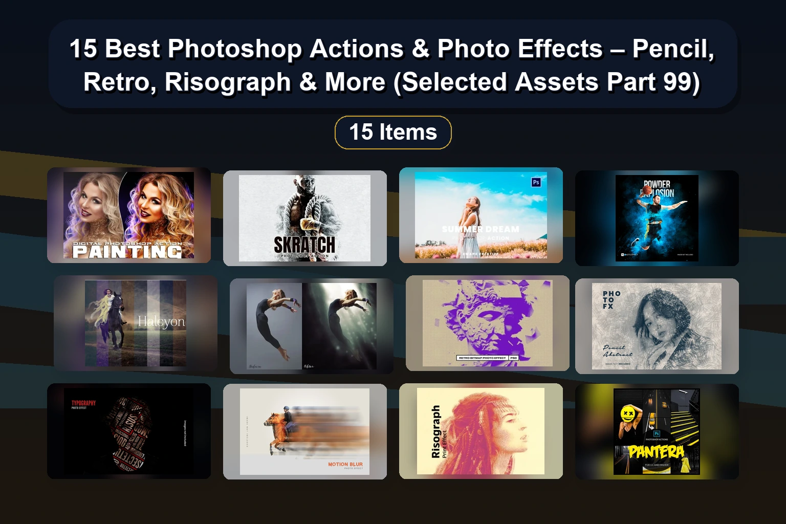 24 Premium Photoshop Actions & Presets for Photo Effects, Digital Art & Creative Editing