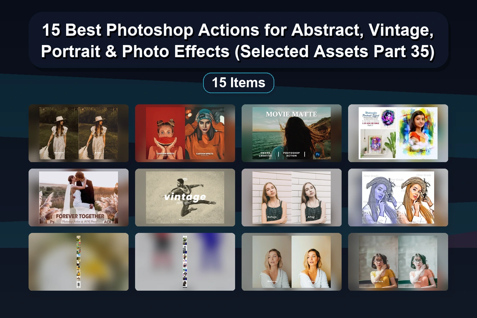 15 Pro Photoshop Actions & Digital Art Tools for Portraits, Sketches & Effects (Selected Assets Part 34)