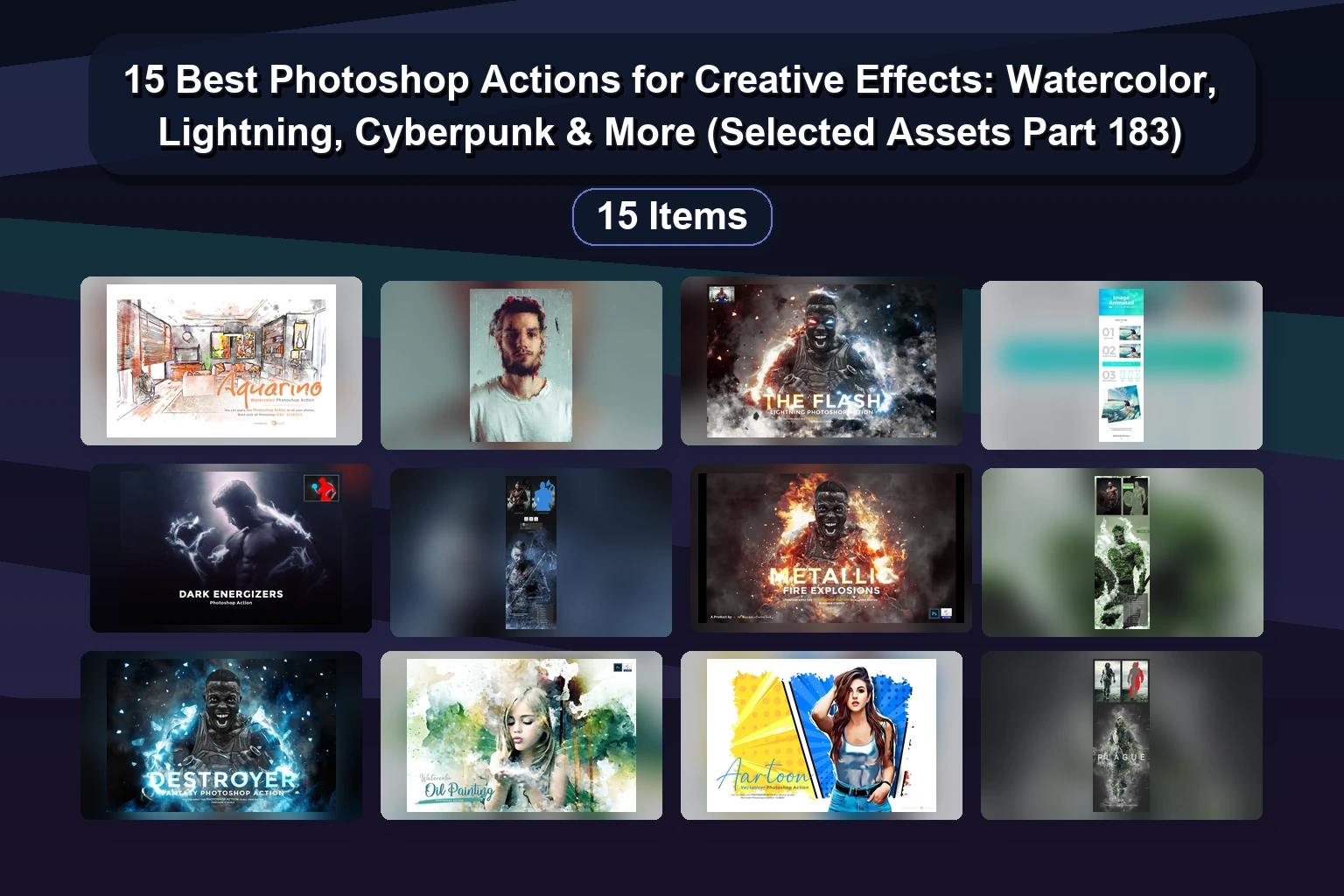 15 Premium Photoshop Action Bundles for Artistic Effects, Sketches, and Fantasy Art (Selected Assets Part 182)