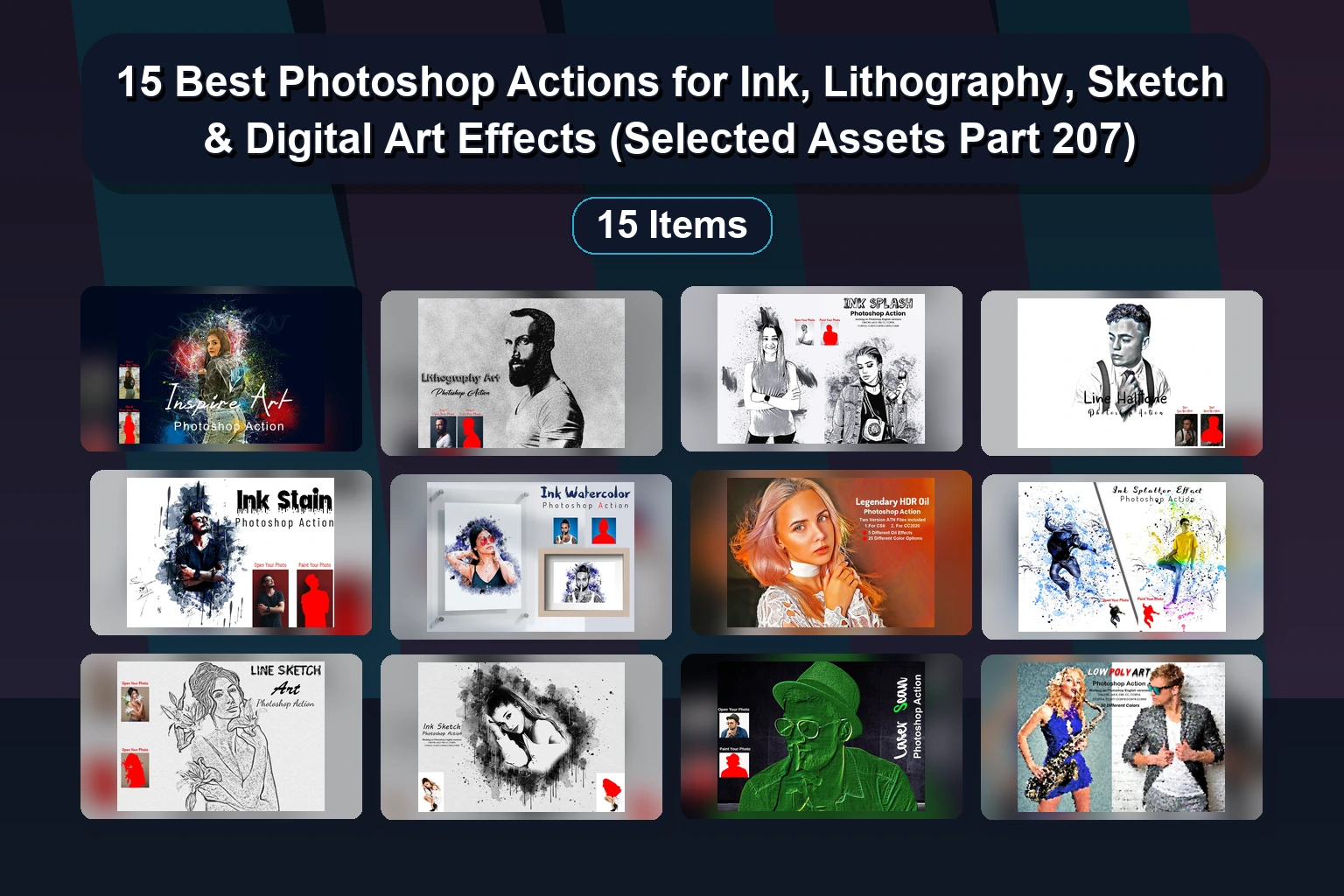 15 Best Photoshop Actions for Ink, Lithography, Sketch & Digital Art Effects (Selected Assets Part 207) 15 Best Photoshop Actions for Ink Lithography Sketch Digita collage 515f65d7 1781864322