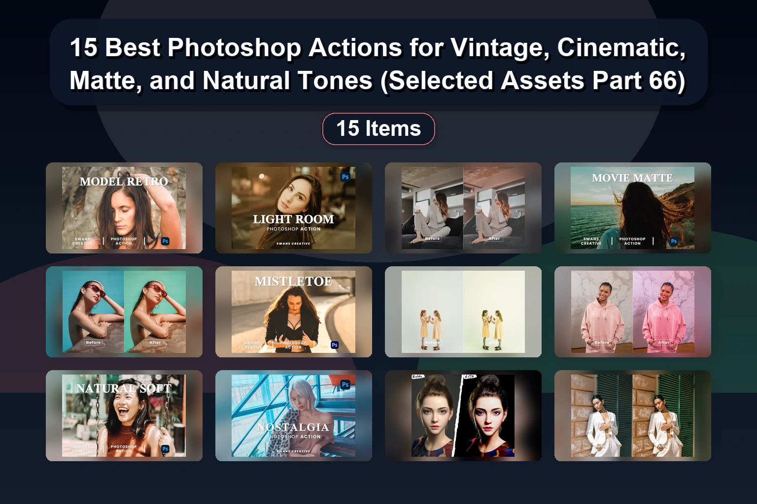 17 Essential Photoshop Actions for Portrait, Nature, & Cinematic Editing (Selected Assets Part 65)