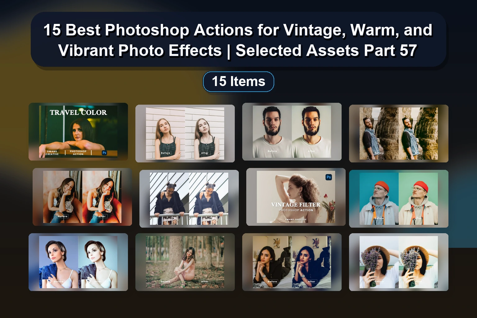 Ultimate Photoshop Actions Bundle: 3D, Cartoon, Retro, Neon, & Vintage Effects for Digital Artists