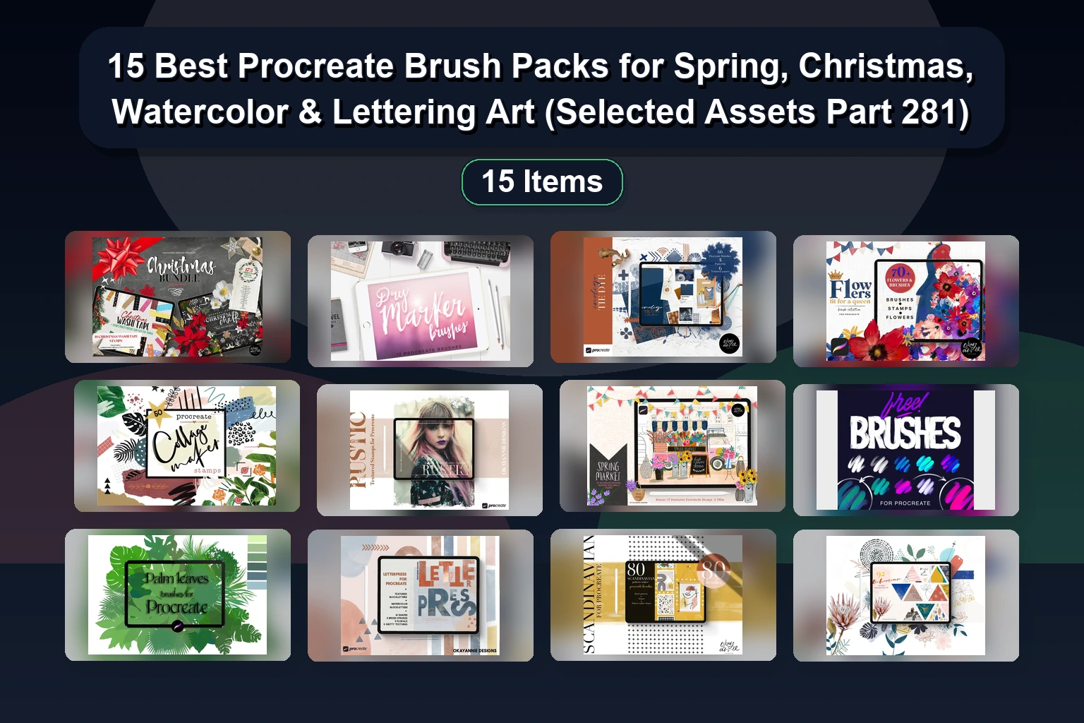 20 Procreate Brush Stamps, Color Palettes & Digital Papers for Mandalas, Seasons & Zodiac Art