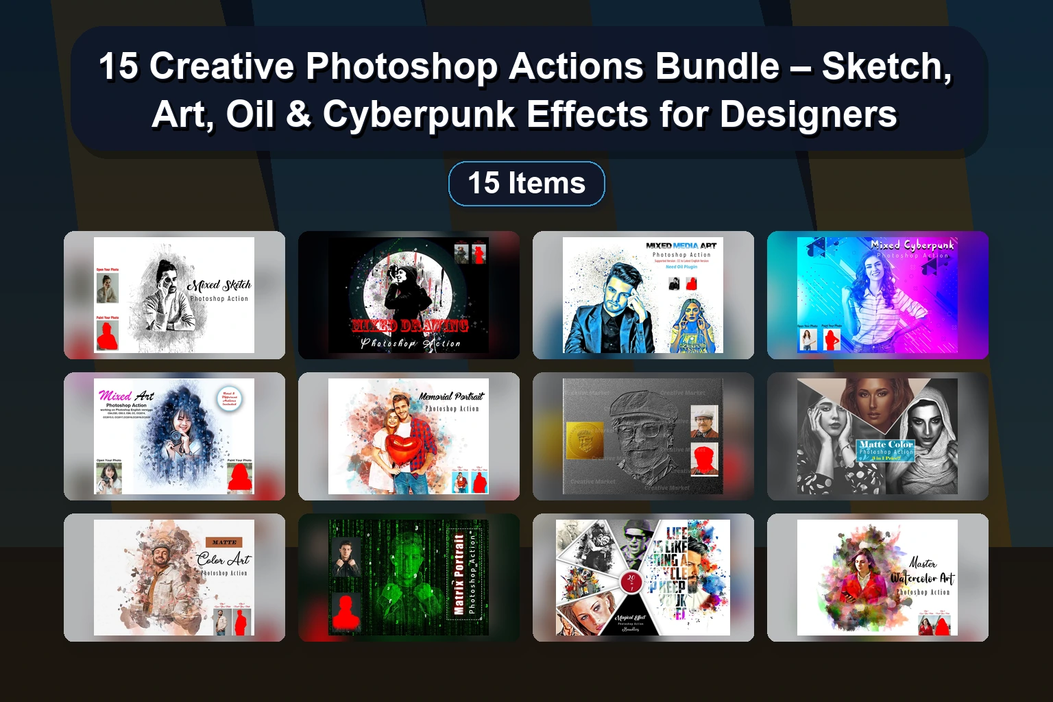 15 Best Photoshop Actions for Ink, Lithography, Sketch & Digital Art Effects (Selected Assets Part 207)