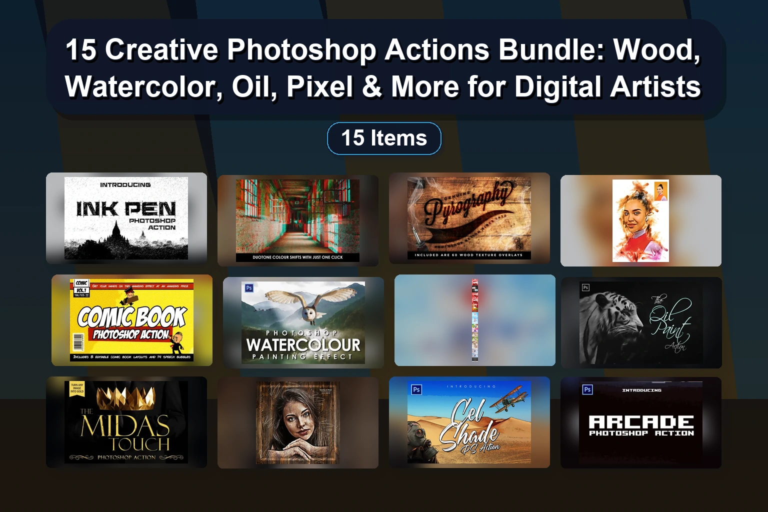 15 Artistic Photoshop Actions & Procreate Brushes for Creative Photo Effects