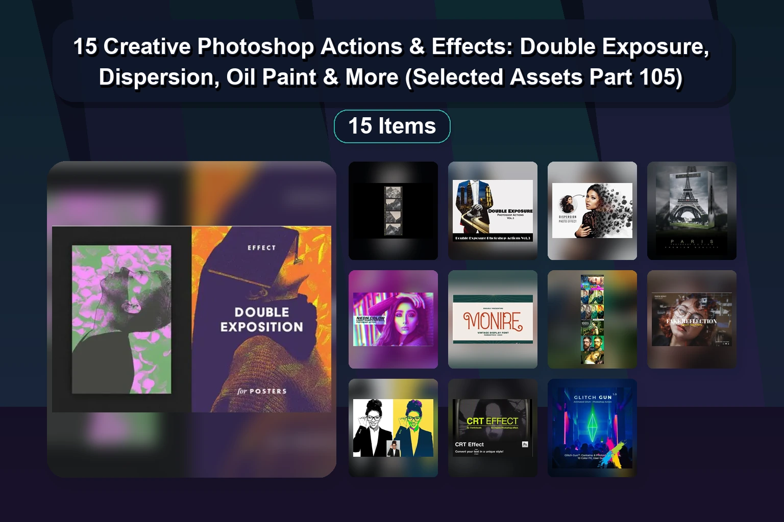 Golden Nature Presets, Pop Art Actions & Vintage Fonts – 15-Item Photoshop & Design Bundle (Selected Assets Part 104)
