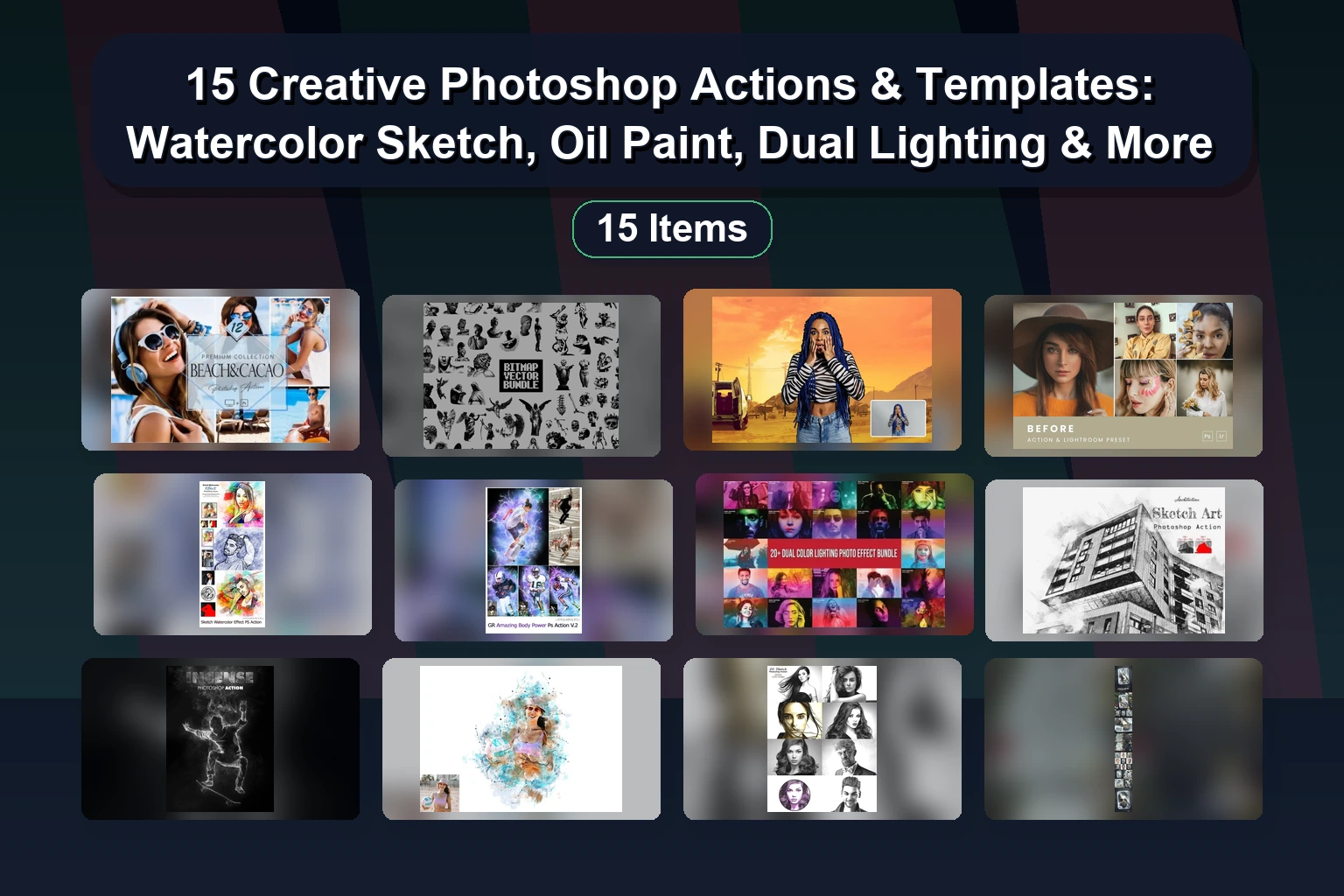 15 Creative Photoshop Actions for Grids, Sketches, Grunge, & Vintage Effects (Selected Assets Part 39)