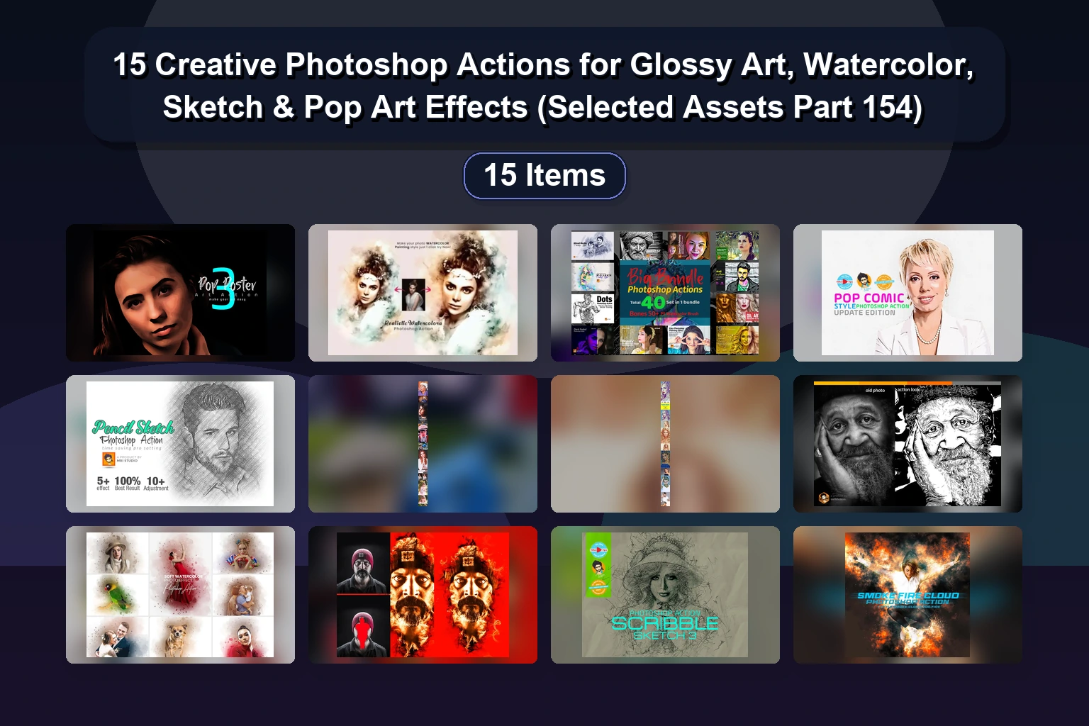 22 Best Photoshop Actions for Sketch, Light, Glow, Graffiti & Digital Art Effects (mristudio Collection)
