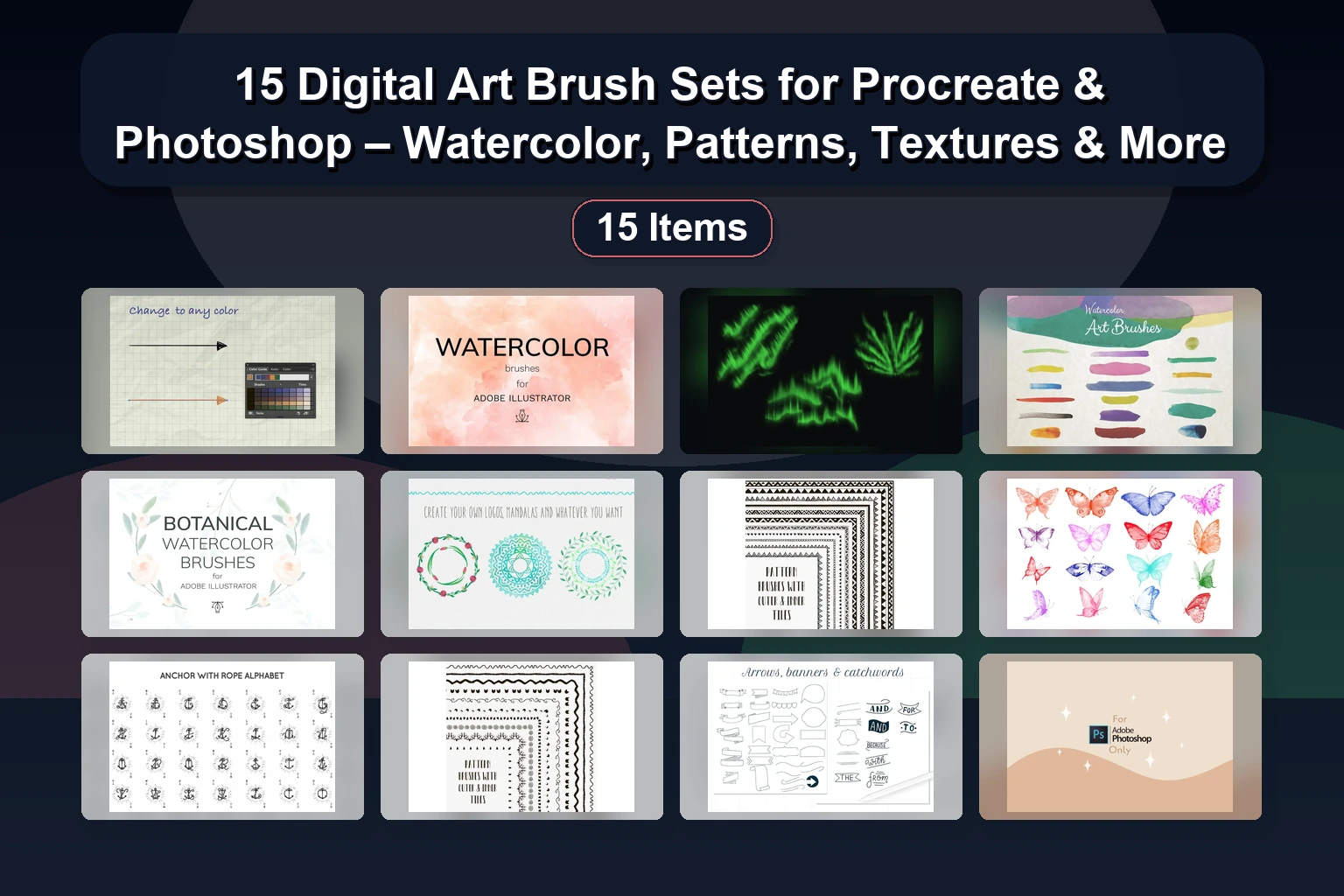 Master Digital Art with Procreate & Photoshop Brush Sets: Roller, Watercolor, Pencil, Ink & More (Selected Assets Part 75)