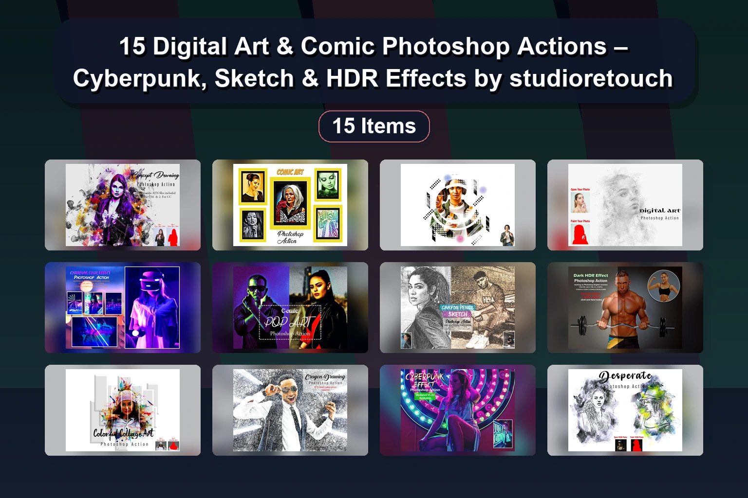 15 Color Art & Effect Photoshop Actions for Stunning Digital Art