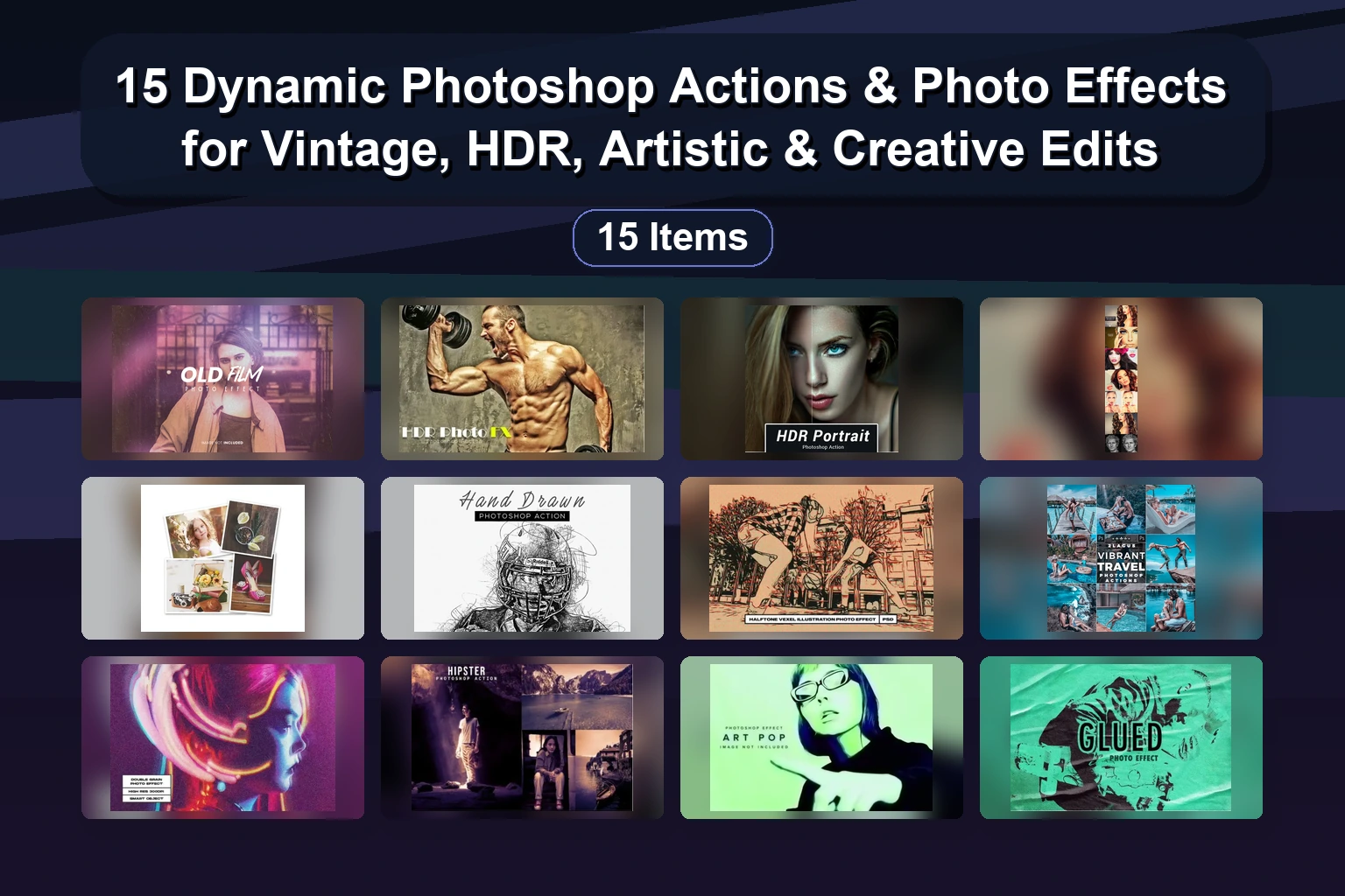 23 Premium Photoshop Actions & Fonts Bundle: New York, Pop Art, Duotone & More