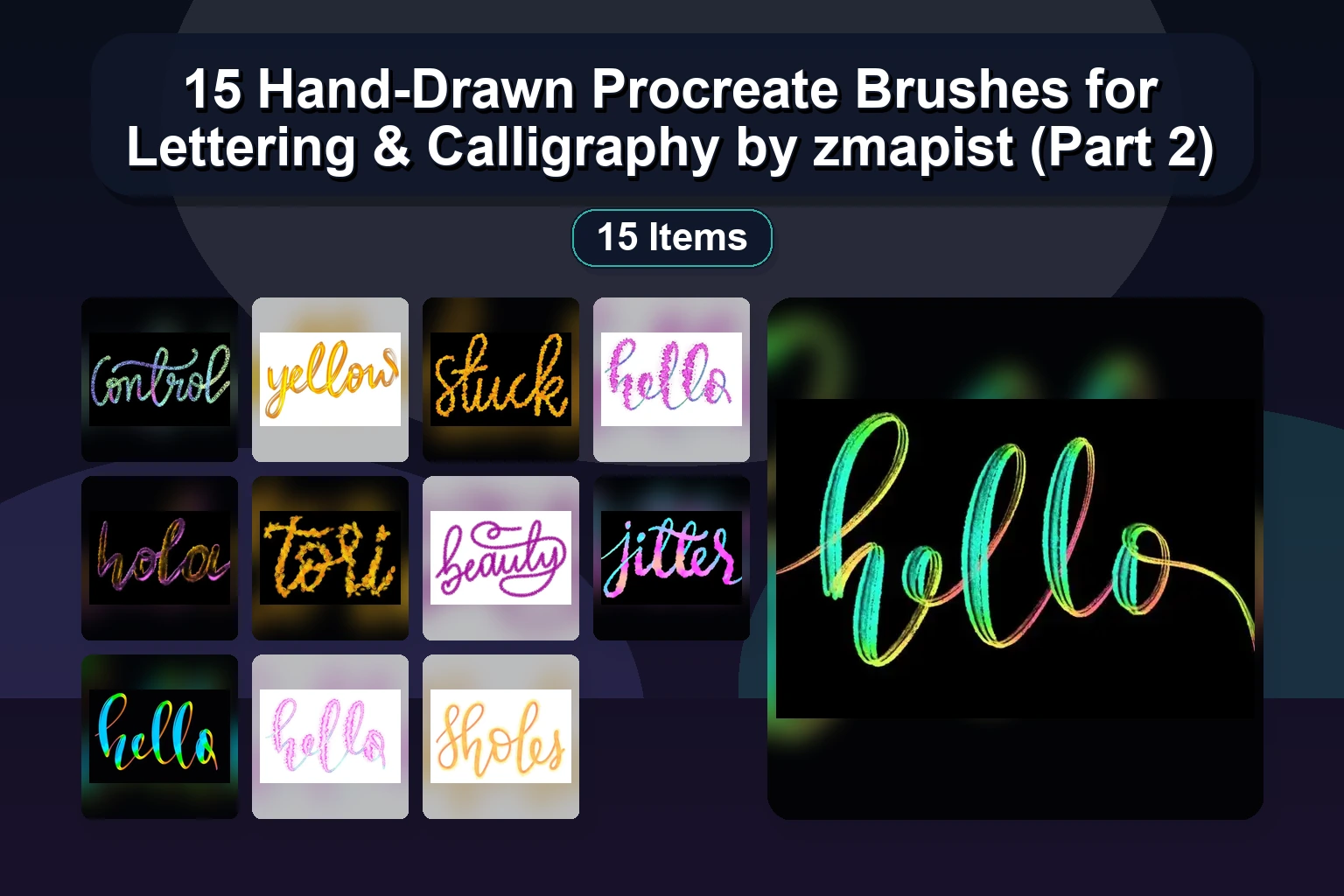 15 Hand-Drawn Procreate Brushes for Lettering & Calligraphy by zmapist (Part 2)