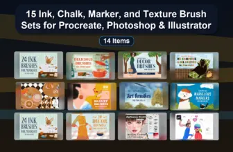 15 Ink, Chalk, Marker, and Texture Brush Sets for Procreate, Photoshop & Illustrator