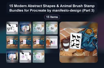 15 Modern Abstract Shapes & Animal Brush Stamp Bundles for Procreate by manifesto-design (Part 3)