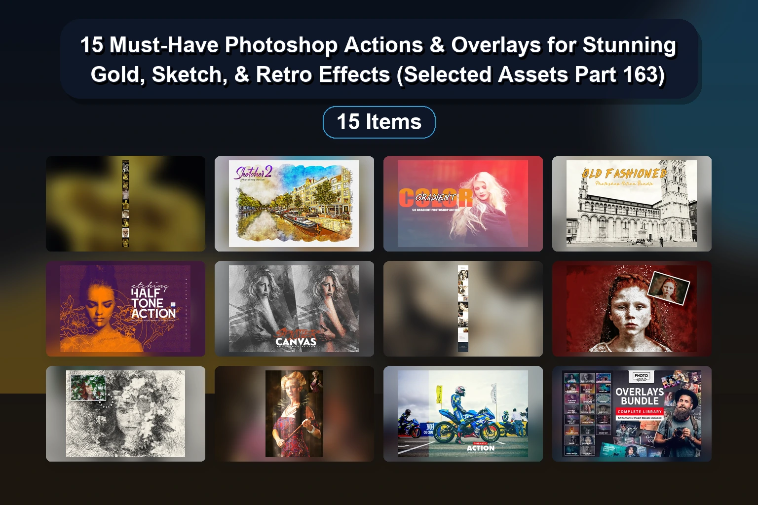 15 Creative Photoshop Actions for Retro, Sketch, Glitch, and Artistic Effects | Selected Assets Part 164