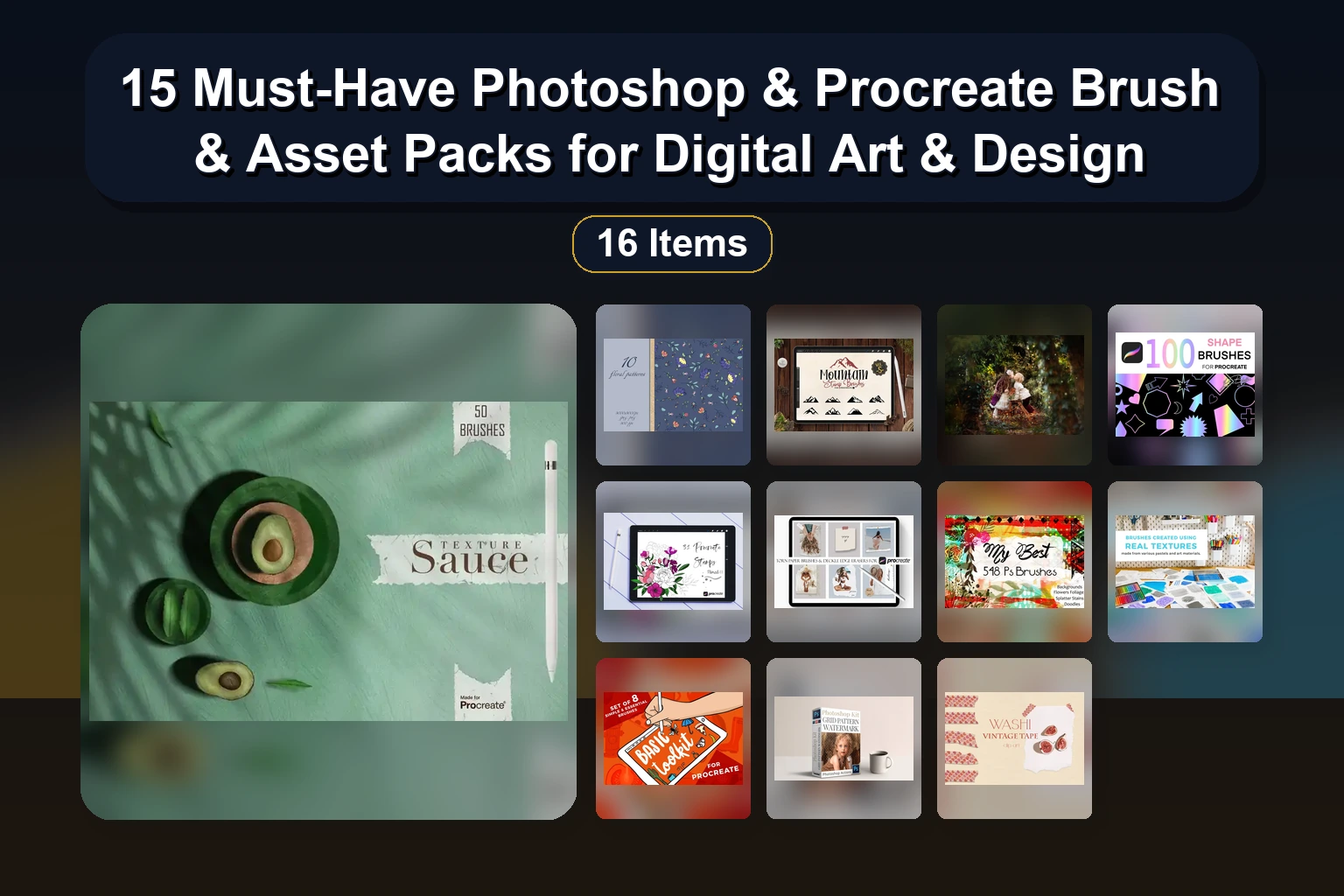 15 Must-Have Photoshop & Procreate Brush & Asset Packs for Digital Art & Design