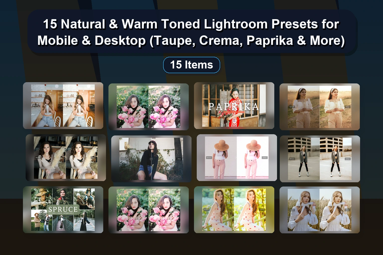 15 Mobile & Desktop Lightroom Presets for Stunning Photo Edits (Synchrony, Butterscotch, Orchid & More by creativetacos)