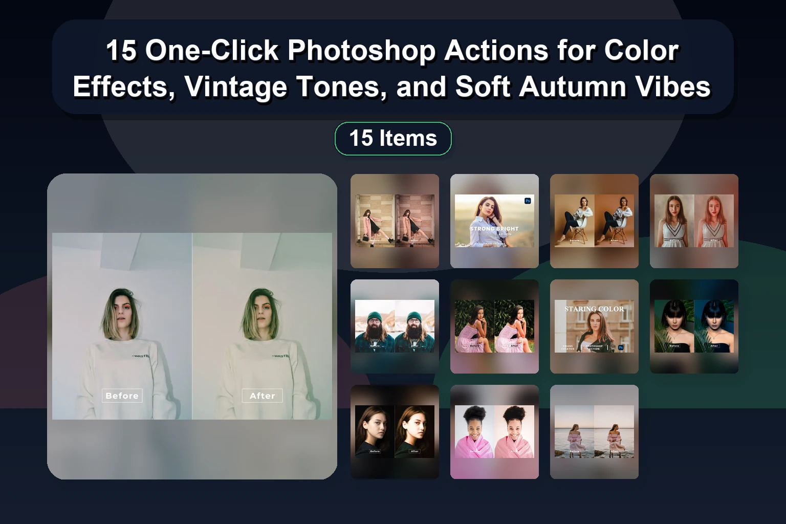 15 One-Click Photoshop Actions for Color Effects, Vintage Tones, and Soft Autumn Vibes