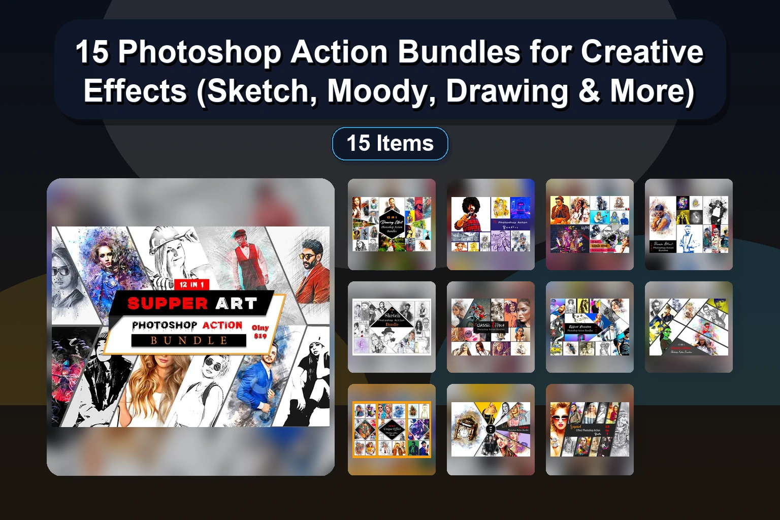 15 Photoshop Action Bundles for Creative Effects (Sketch, Moody, Drawing & More) 15 Photoshop Action Bundles for Creative Effects Sketch Mood collage eb84c4be 1781864803