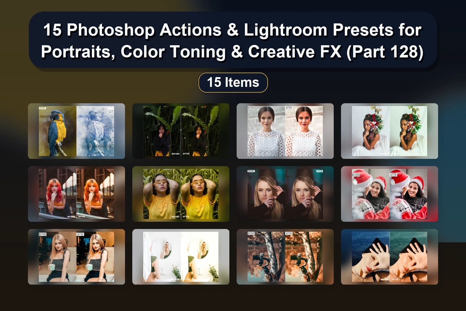 15 Photoshop Actions & Lightroom Presets for Portraits, Color Toning & Creative FX (Part 128) 15 Photoshop Actions Lightroom Presets for Portraits Color collage 49402a63 1781861958
