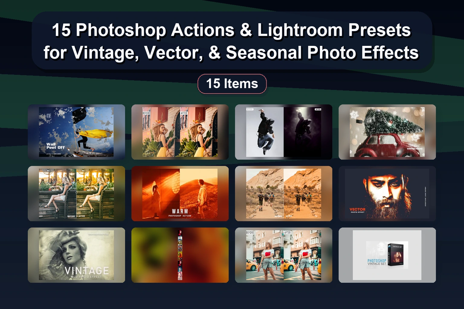 15 Photoshop Actions & Lightroom Presets for Portraits, Color Toning & Creative FX (Part 128)
