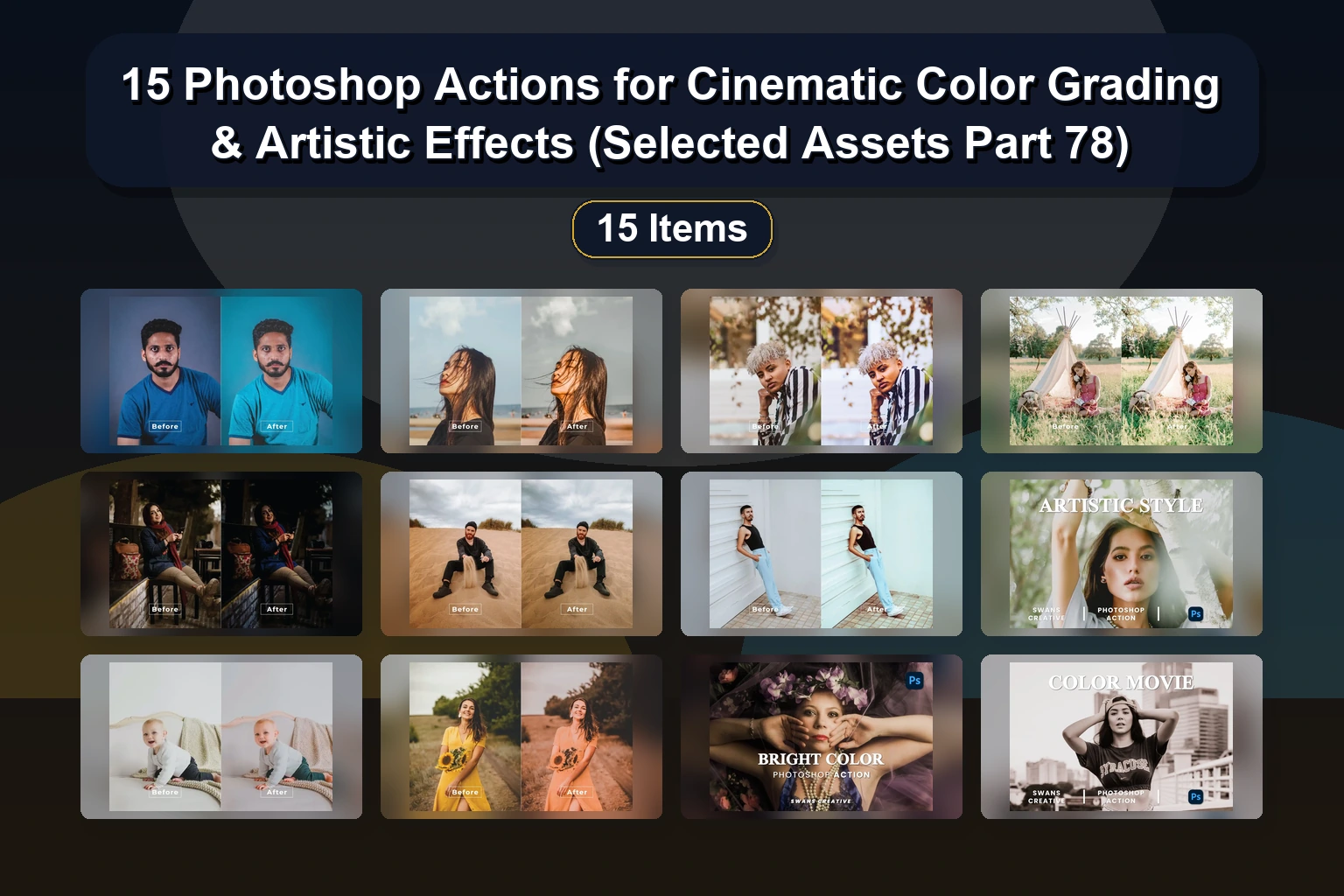 15 Best Photoshop Actions & Fonts for Digital Art, Portraits & Creative Effects (Selected Assets Part 79)