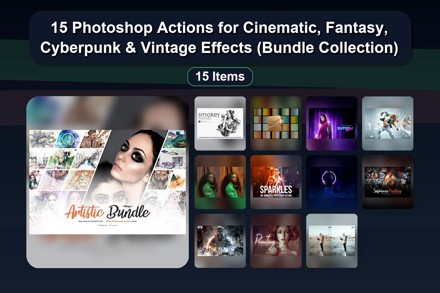 22 Premium Photoshop Actions for Art, Vintage, and Poster Effects (Selected Assets Part 28)