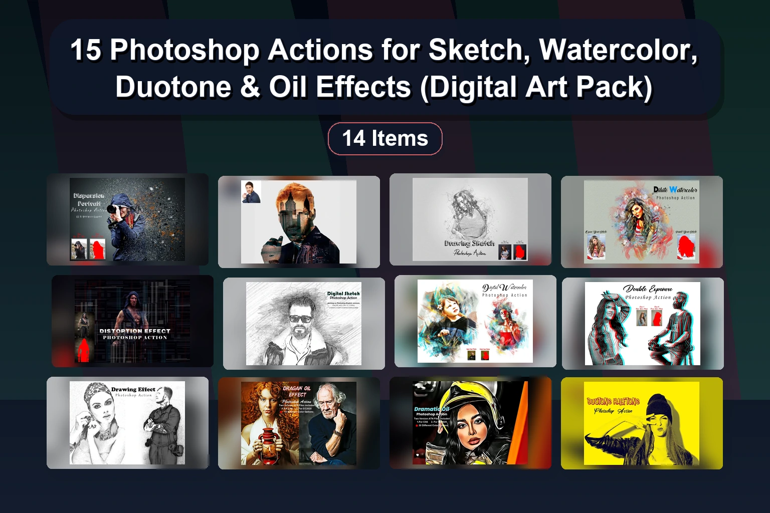 15 Digital Art & Comic Photoshop Actions – Cyberpunk, Sketch & HDR Effects by studioretouch