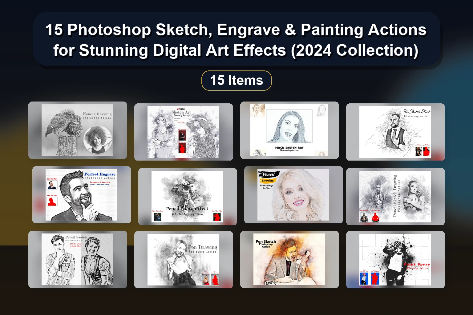 18 Paint & Oil Art Photoshop Actions for Creative Portraits & Digital Art