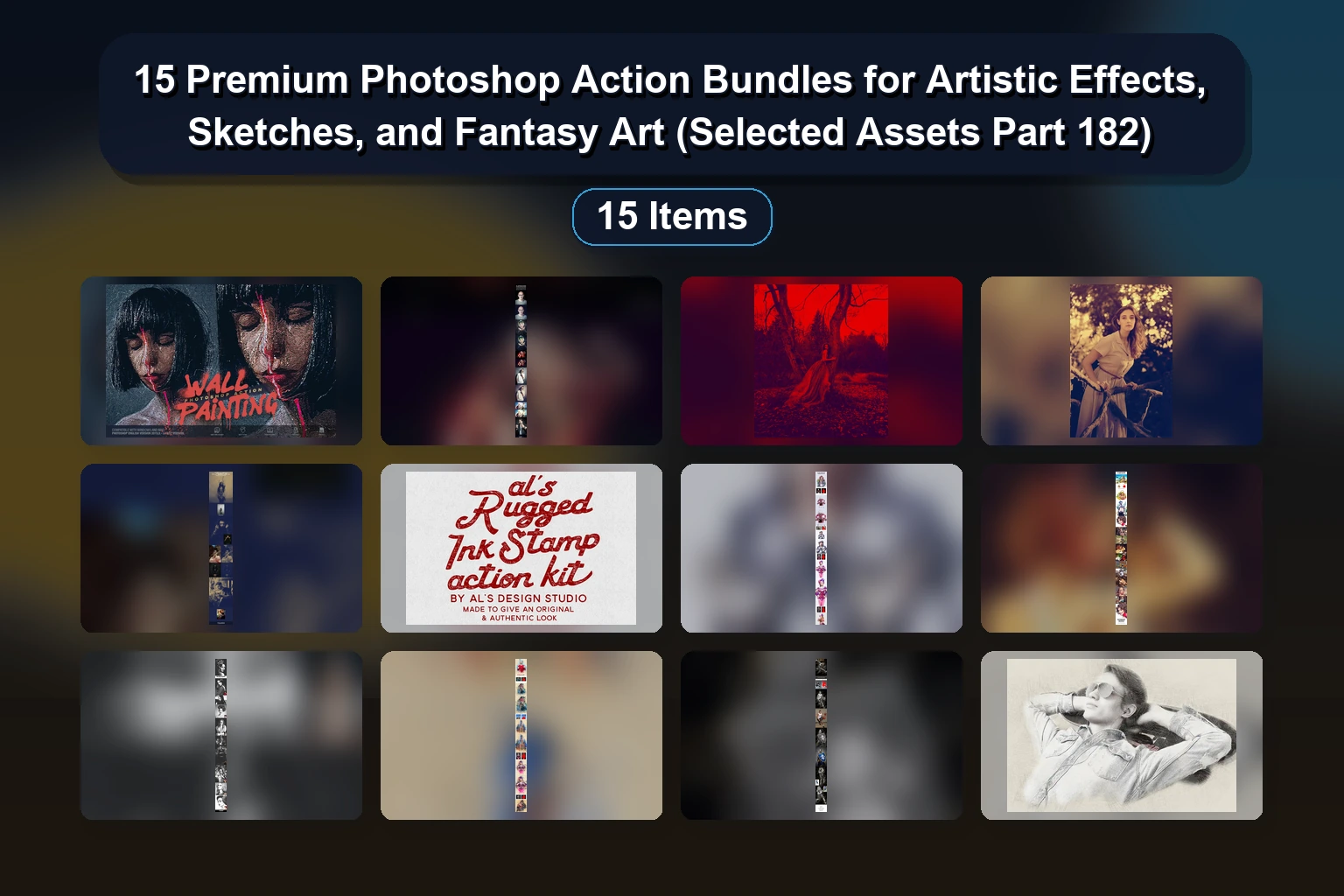 15 Best Photoshop Actions for Artistic Effects: Mosaic, Watercolor, Sketch, and More (Selected Assets Part 181)