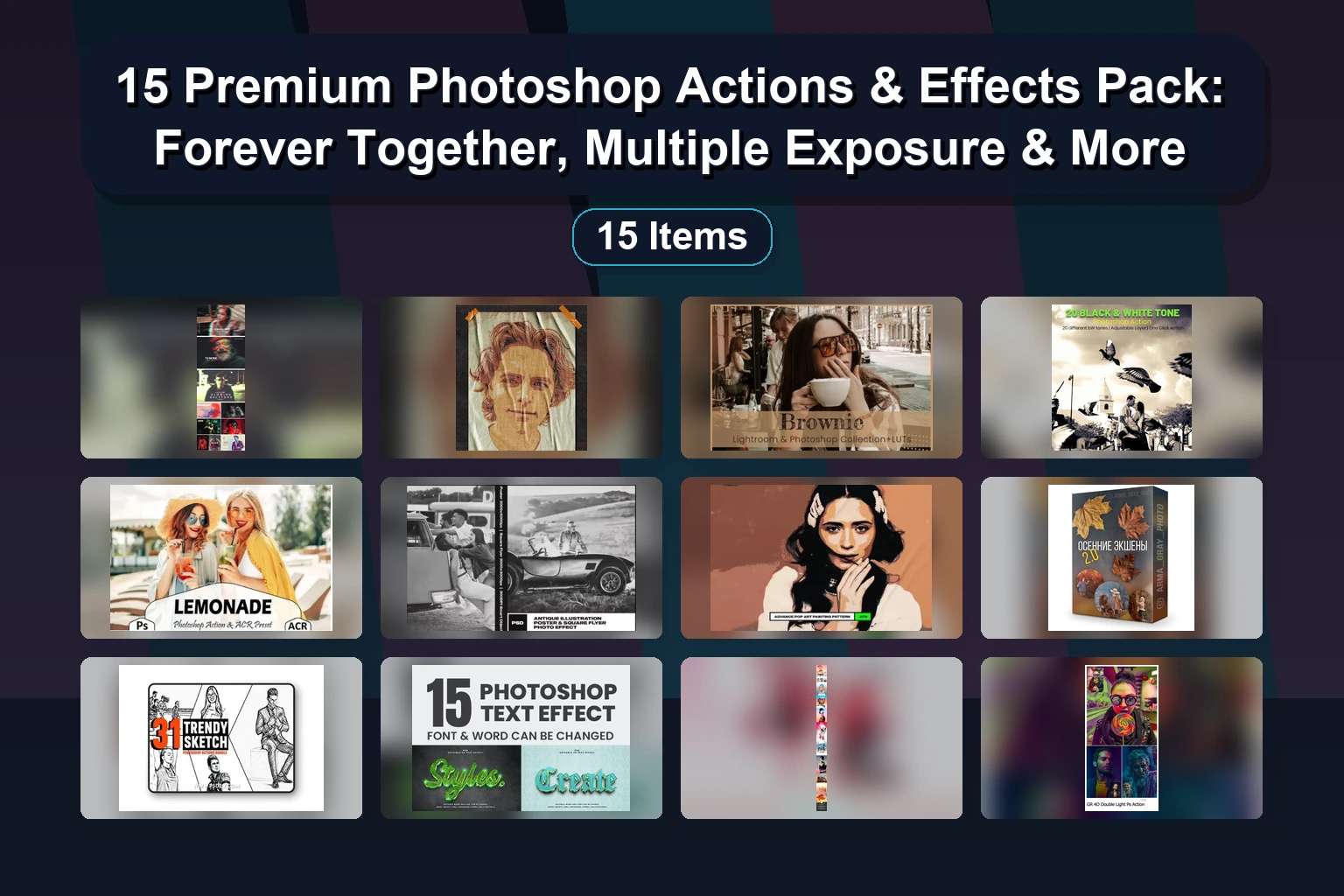 Ultimate Photoshop Actions Bundle: 3D, Cartoon, Retro, Neon, & Vintage Effects for Digital Artists