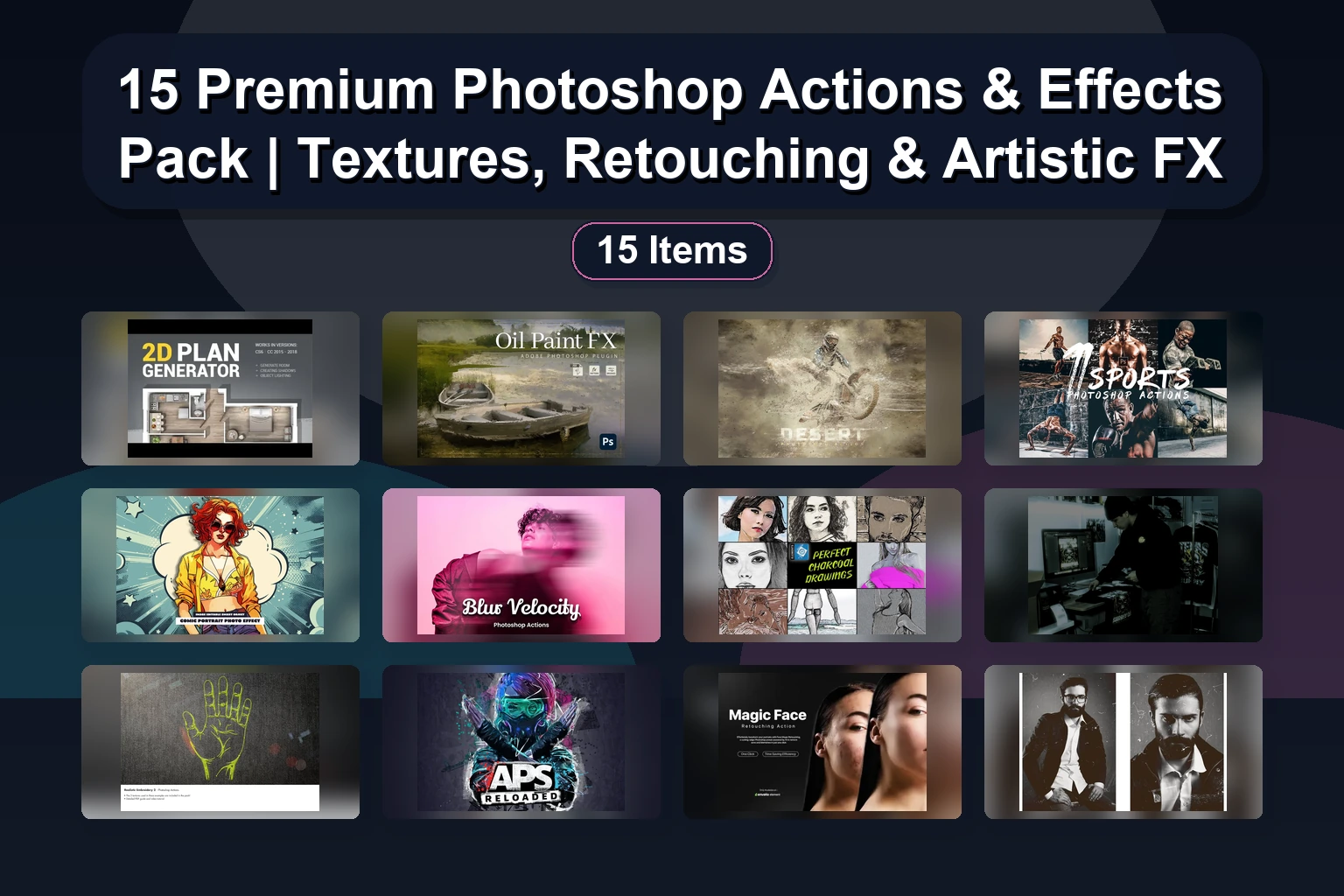 15 Procreate & Photoshop Brush Packs: Gouache, Halftone, Vintage & Grunge Textures