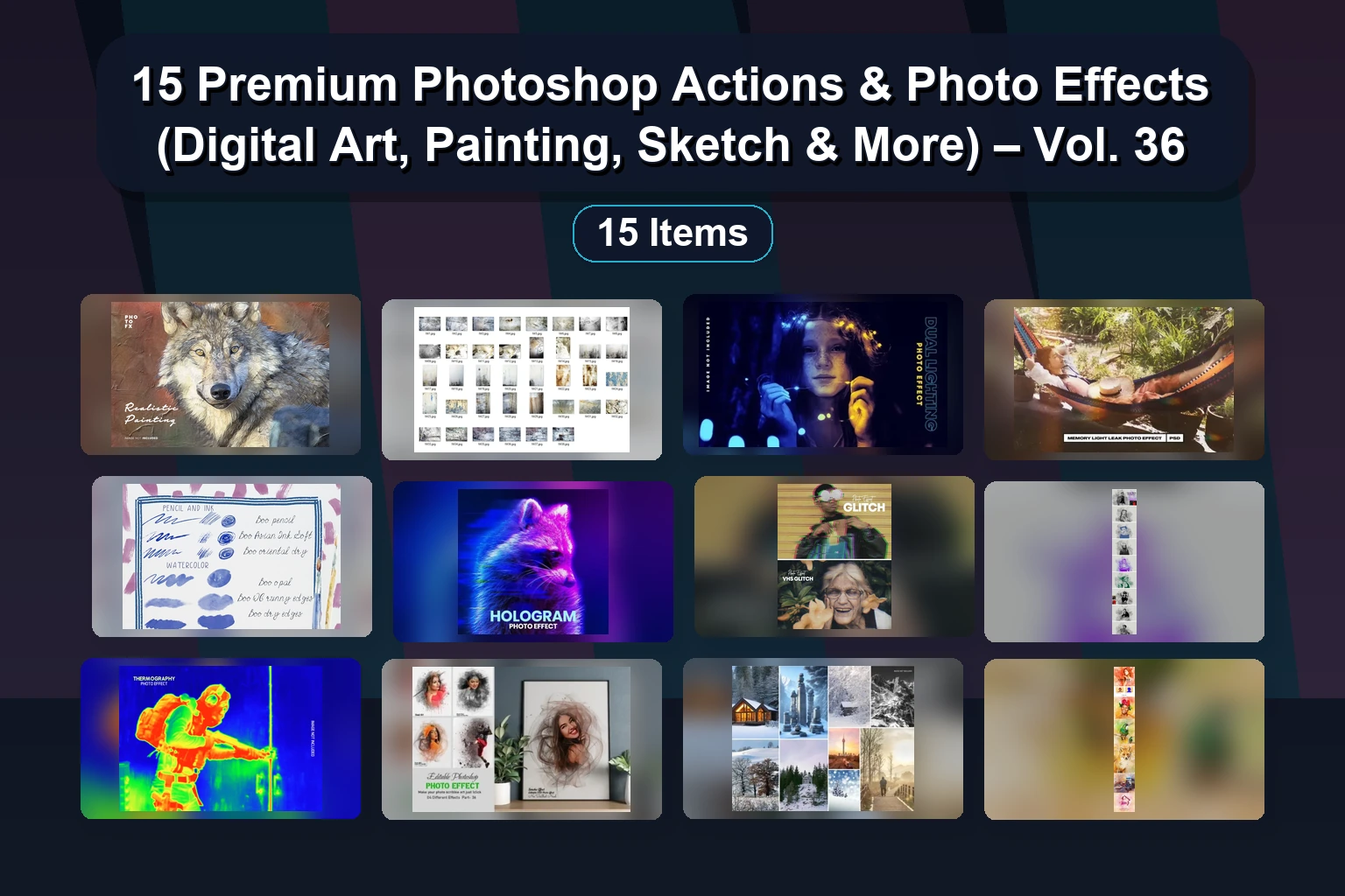 15 Best Photoshop Actions & Photo Effects for Artistic, Retro, and Creative Digital Art (Selected Assets Part 37)